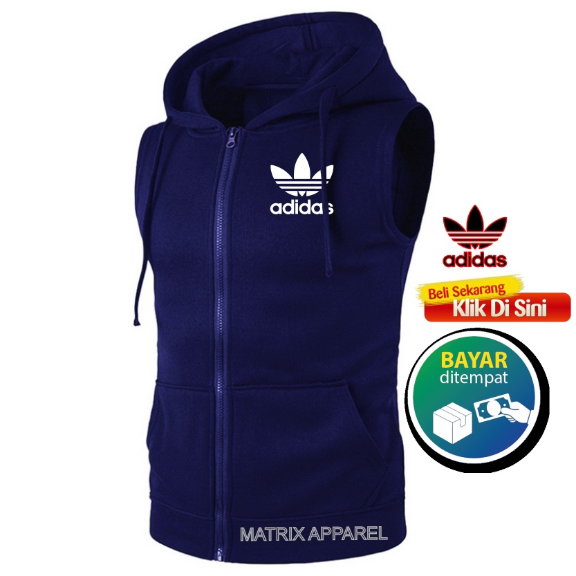 Rompi hoodie pria singlet gym zipper polos Sporty Kasual