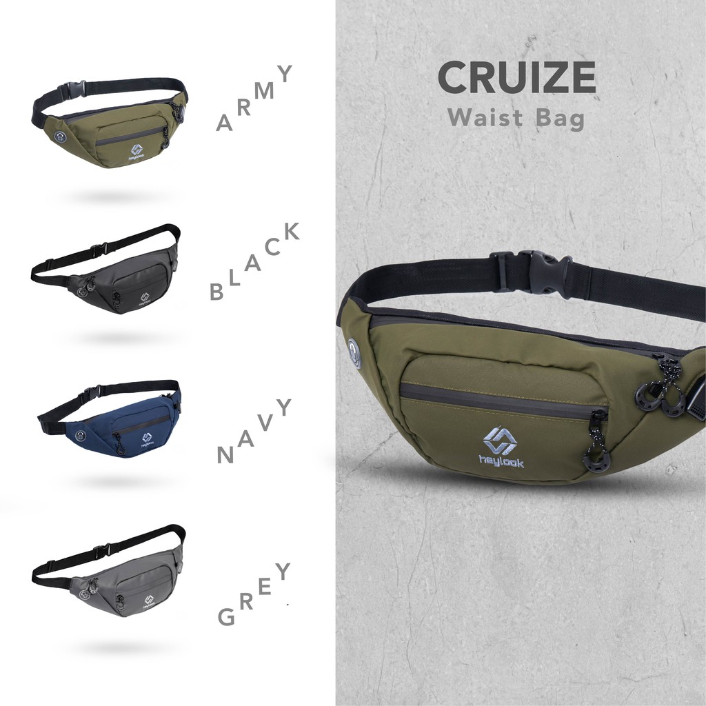 HEYLOOK Project - Waist Bag CRUIZE Waterproof Tas Selempang Pria Slingbag USB Connector Anti Sobek Anti Maling Anti Air Sling Bag Cowok Waistbag Distro Tas Pinggang Terbaru