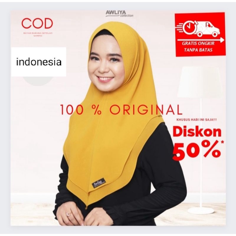Khimar adiba dua layer mini/kerudung instan adiba mini/hijab dua layer mini adiba ori awliya