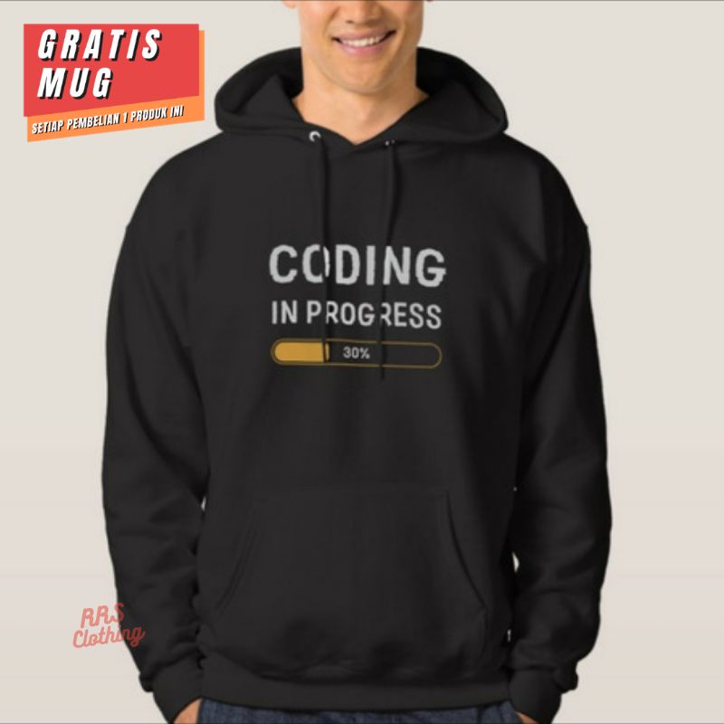 Jaket Hoodie WANITA PRIA PROGRAMMER CODING IN PROGRESS