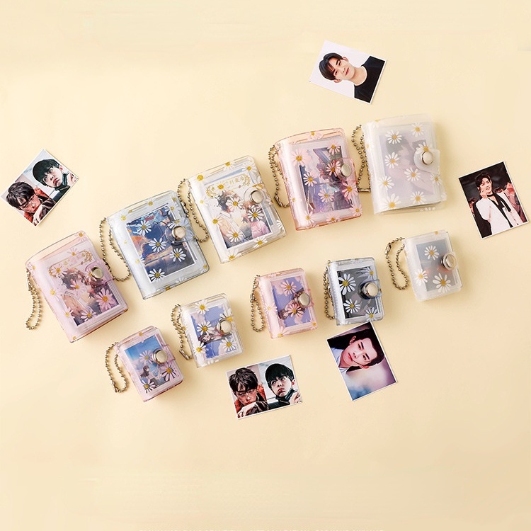 Ins Gantungan Kunci Album Foto Mini 1 / 2 / 3 &quot;Motif Bunga Daisy Transparan