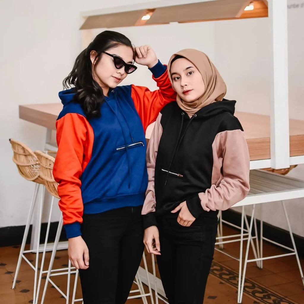 Alya Zipper Jaket Hoodie Zipper Dengan Resleting Depan Bahan Fleece