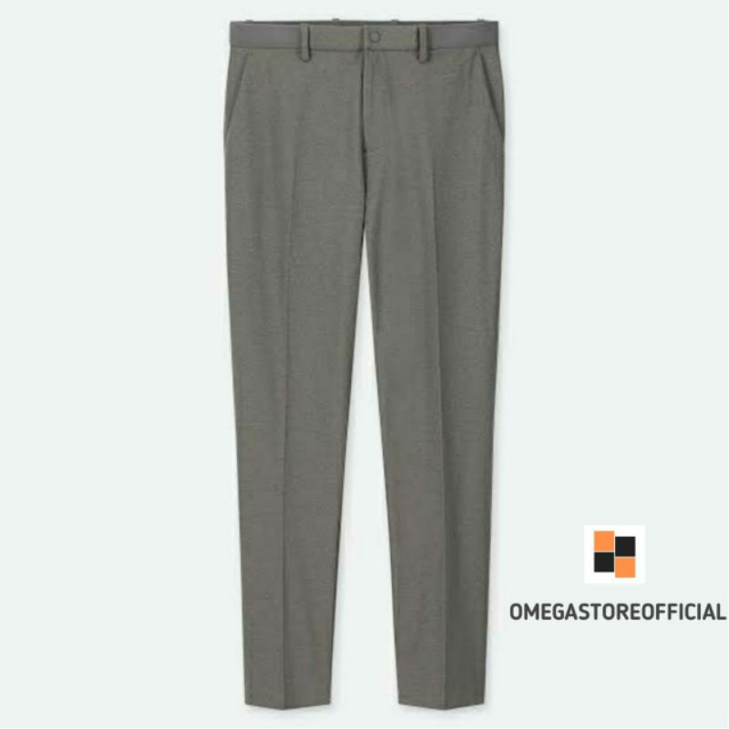 OMEGASTOREOFFICIAL - Celana Ankle Pants Pria (formal, bahan, kantor, kain, kerja) Panjang Slimfit - Abu Tua