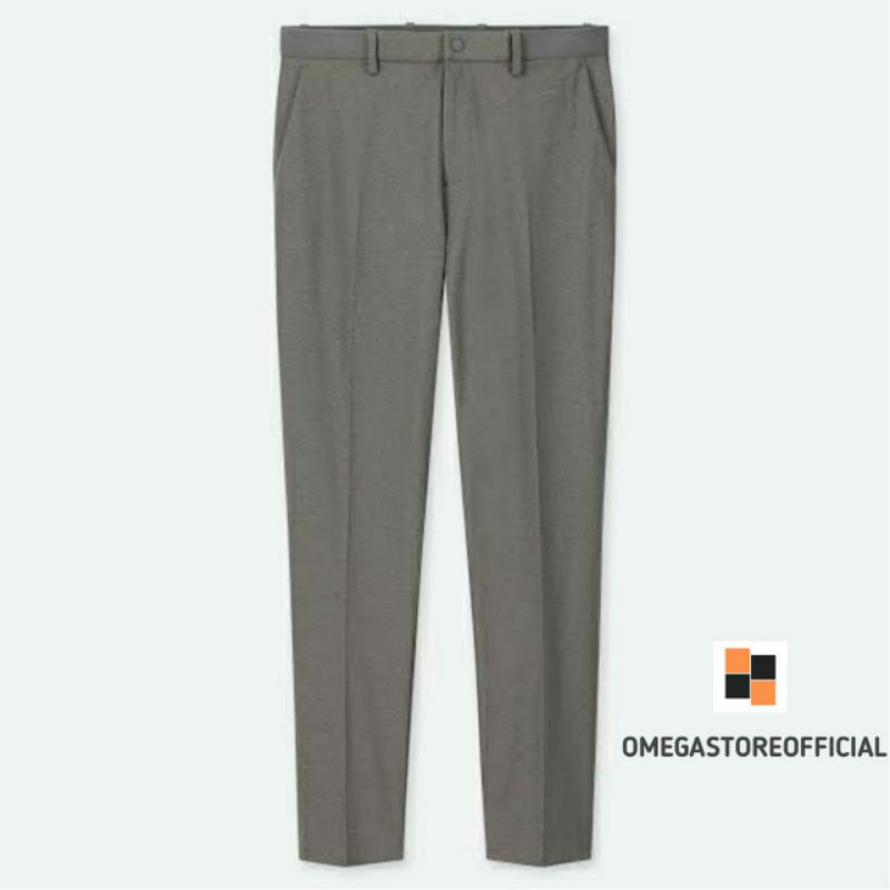 OMEGA - Celana Bahan Dasar Formal Pria Slim Fit - Abu Tua