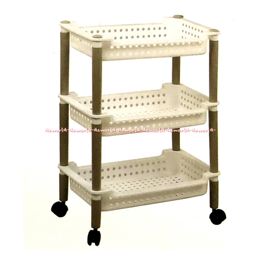 Krishome Multipurpose White Rack Rak 3 Tingkat Dengan Roda