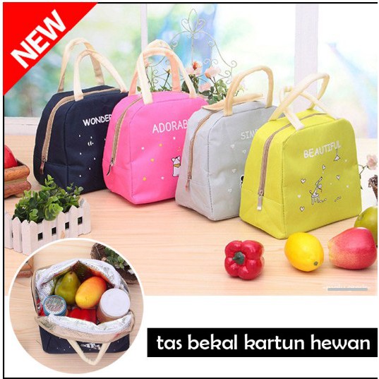 Tas Bekal Makan Tempat Makanan Siang Anak Sekolah Lucu KARTUN HEWAN VM