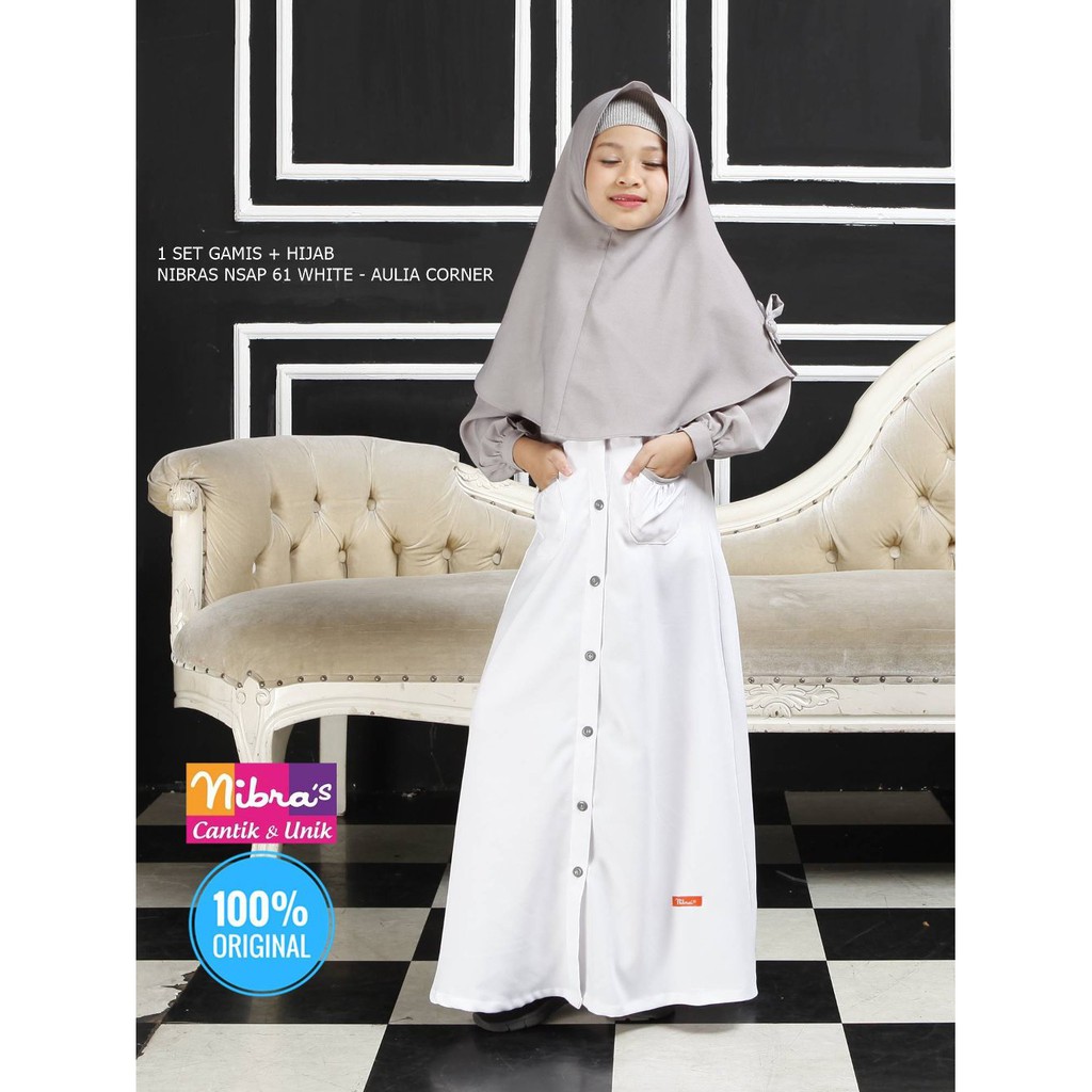 Grosir Baju Gamis Anak Terbaru Nibras Nsap 61 White ORIGINAL Baju Gamis Buat Anak Kecil
