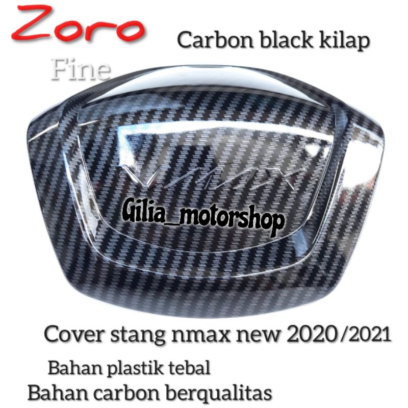 cover stang nmax new 2020 - 2021 carbon Black kilap Tutup stang nmax new carbon Zoro fine