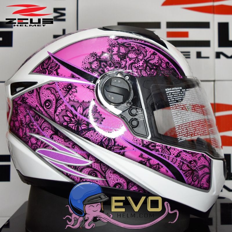 HELM ZEUS FULL FACE BLACK AL5 BLUE - FREE SMOKE VISOR ZEUS ORIGINAL ( ONGKIR 2KG )-AL9 WHITE PURPLE