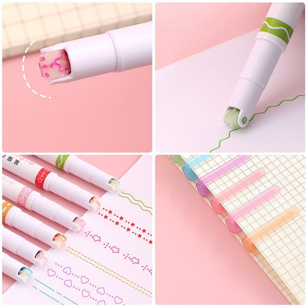 Wonder 6PCS Curve Stabilo Pen Art Stationery Graffiti Berbentuk Bunga Alat Gambar Stabilo Warna-Warni Banyak Bentuk