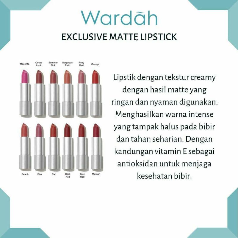 Image of WARDAH EXCLUSIVE MATTE LIPSTIK | WARDAH LIPSTIK | WARDAH MATTE LIPSTICK #2