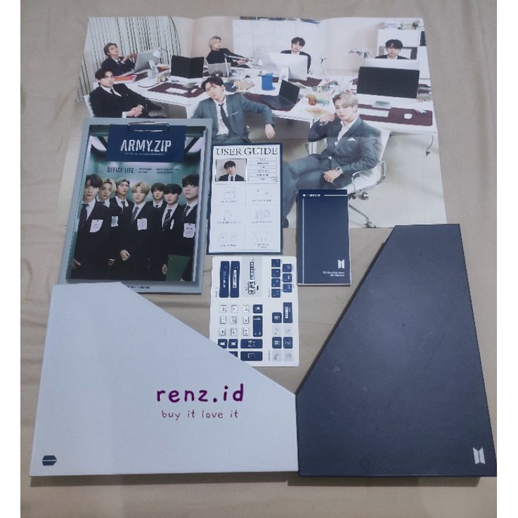 BTS 8th army kit- file rack, poster, pb, user guide suga, sticker, memopad army kit 8 official