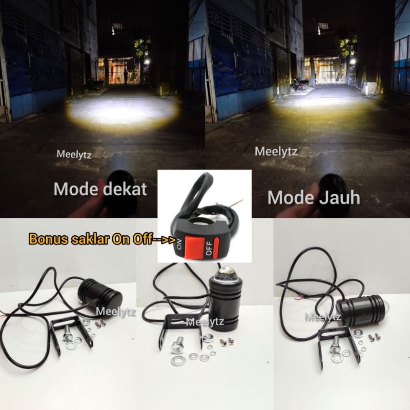 Bonus saklar Lampu tembak Laser LED mini terbaru 2 mode jauh dekat putih high low putih waterproof