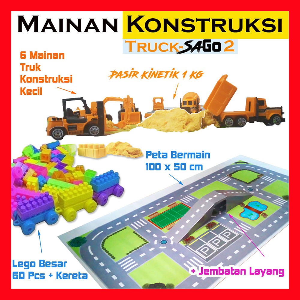  Mainan  Anak  Cowok Truk Konstruksi Pasir Kinetik Bricks 