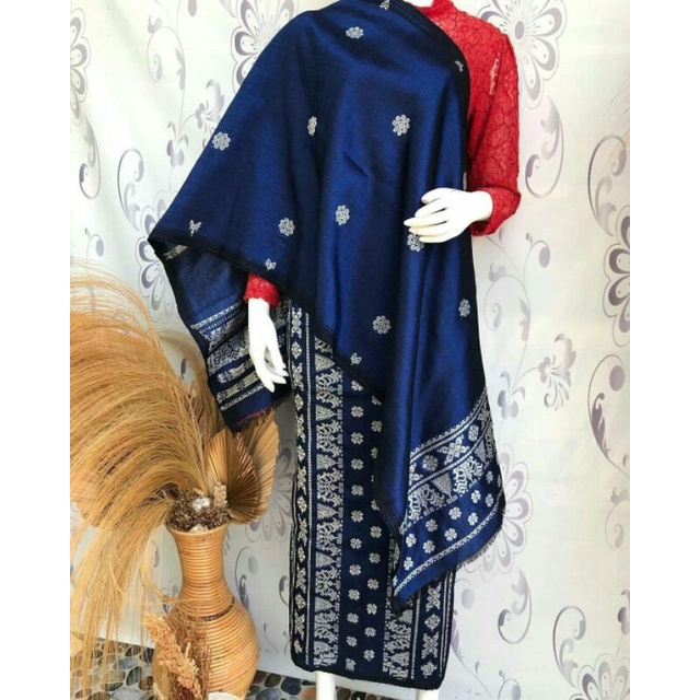 Songket Cantik Manis Sadum Polos Navy - SONGKET TENUN PALEMBANG - biru / navy