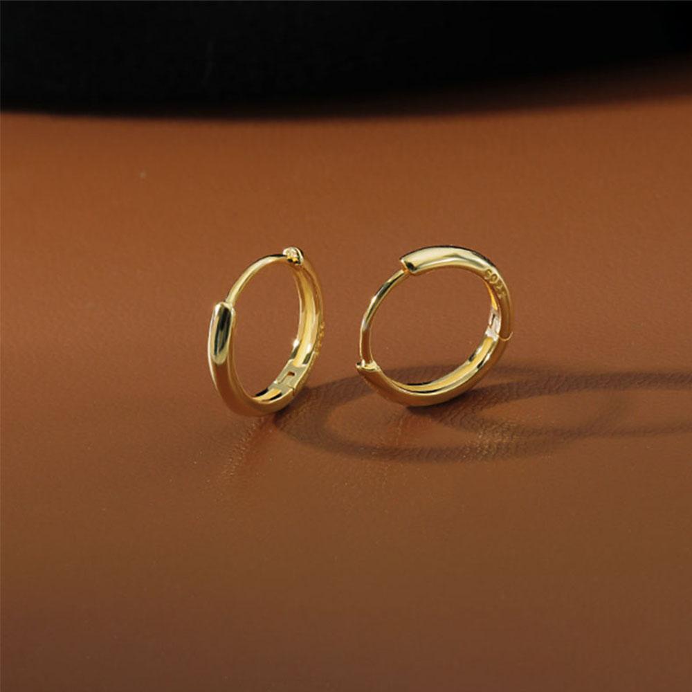 REBUY Rebuy Hoop Earrings Aksesoris Perak Wanita 6mm /8mm /10mm /12mm Korea Gesper Telinga Sederhana
