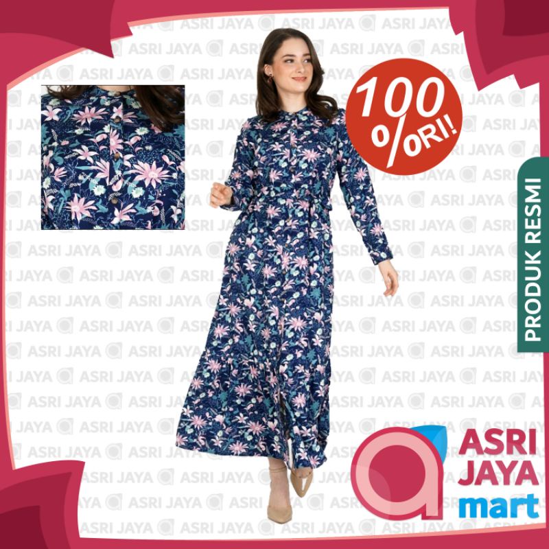 NovelMice Gamis Rayon Premium Print Elegant Flower Blue Original