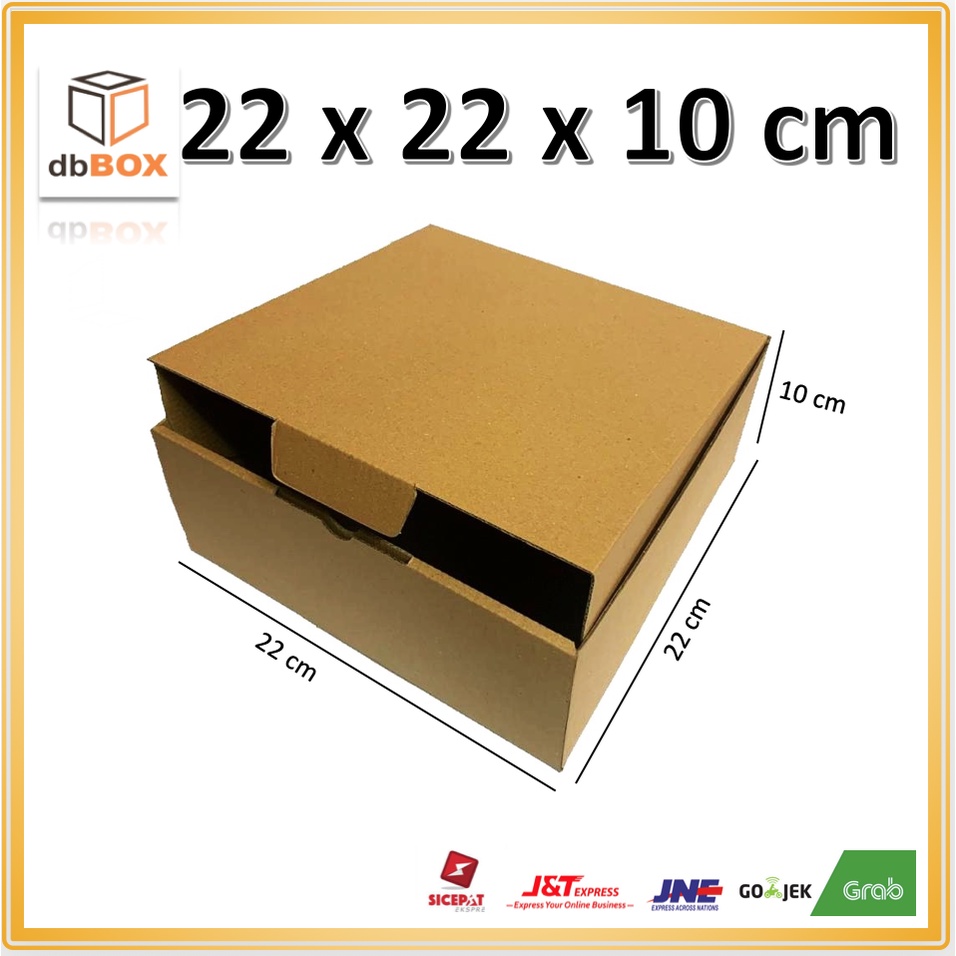 

kardus 22x22x10 cm, die cut kotak kue tart