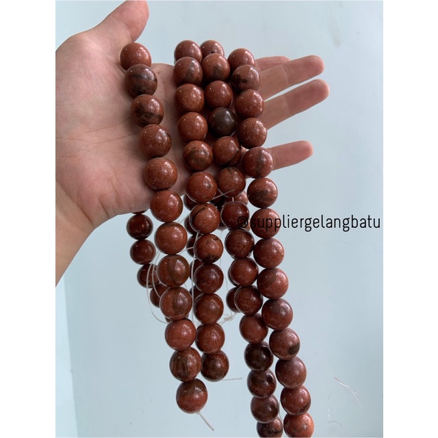 brown gold sand stone 18mm batu pasir emas coklat aksesoris manik akik