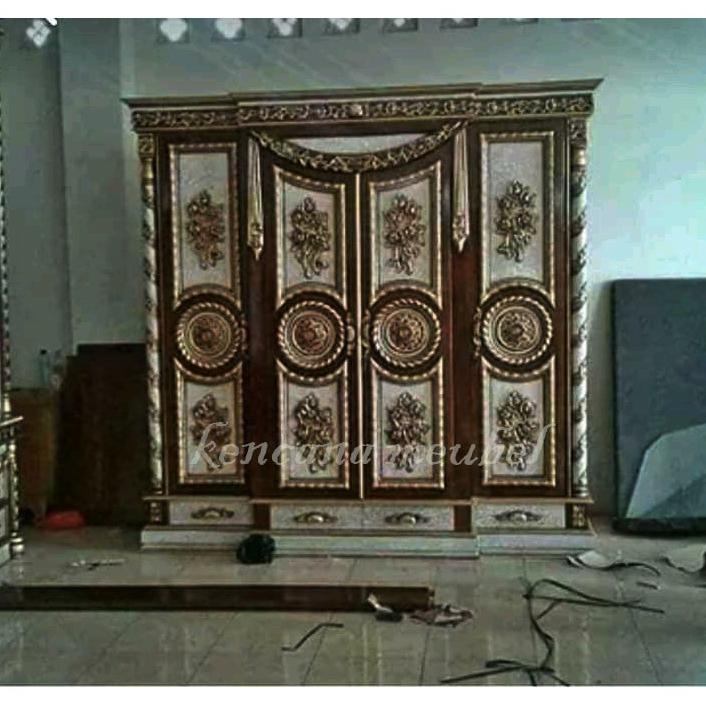 Lemari Pakaian Kayu Jati 4Pintu Mewa