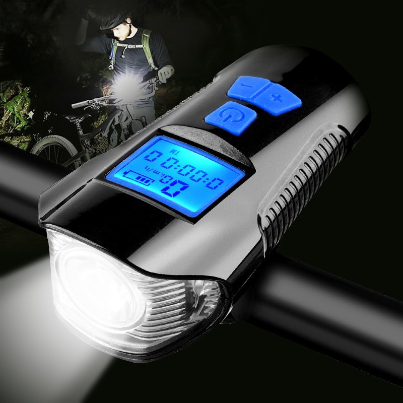 Lampu Klakson Sepeda LCD Screen Waterproof + Speedometer - TaffSPORT