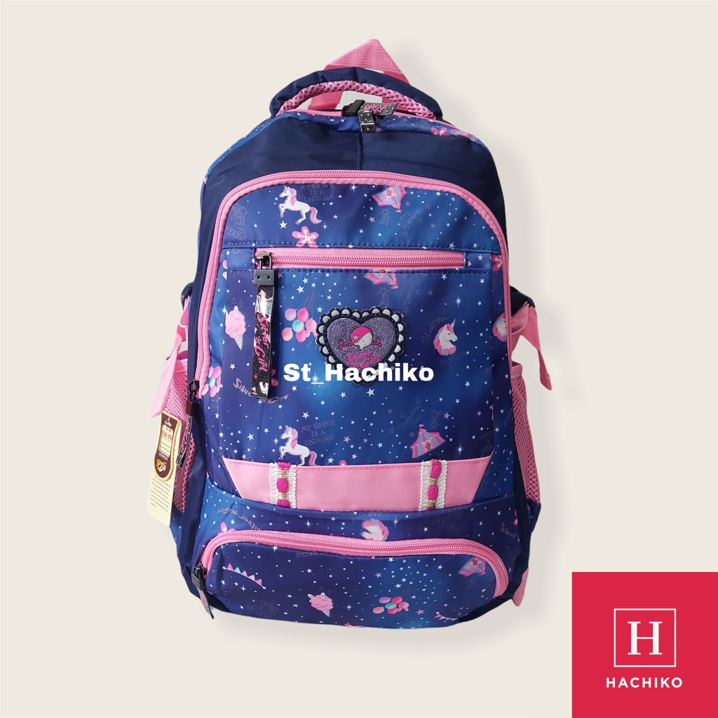 (HABIS) [TERMURAH] Tas Ransel Sekolah Silver Girl  Backpack Remaja Cewe / Wanita Motif Unicorn Alto 