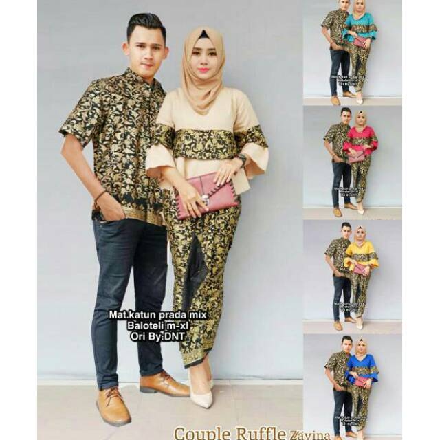 Batik Couple Ruffle Zavina Kharisma Couple Mahkota Ruffle Silvia Couple Safira Ruffle Motif Bunga