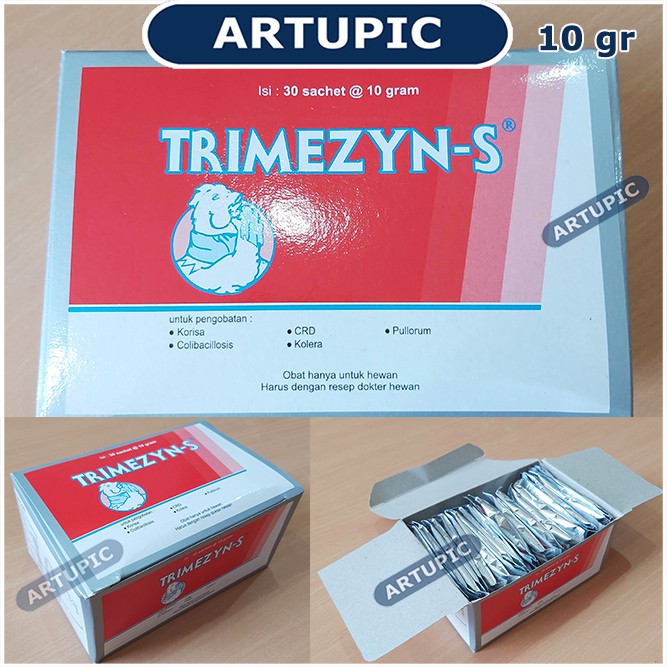 Trimezyn-S 10 gram Obat korisa Coli CRD Trimisin ngorok ayam unggas burung Medion Artupic