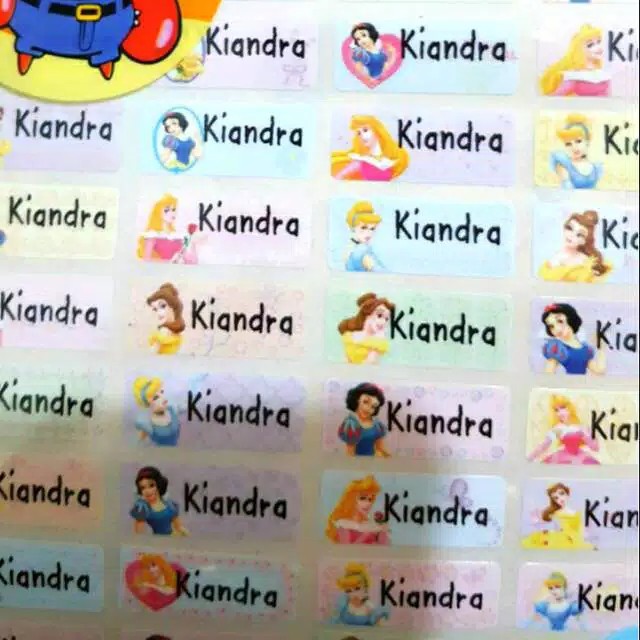 

Label nama anti air stiker waterproof Premium Princess Disney 2 Ori
