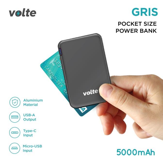 VOLTE GRIS / VOLTE ROHA POCKET POWERBANK 5.000 Mah - Abu-abu