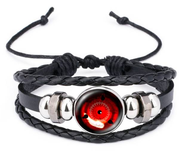 Gelang Custom Naruto Sharingan Eye 3D Elegan Kulit Kepang Multilayer