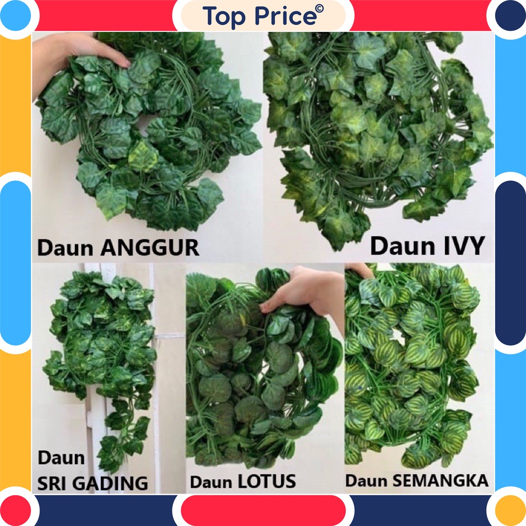 Daun Rambat Plastik Juntai / Tanaman Hias Gantung Rumput Artificial Plants / Daun Jalar Hiasan Dekorasi Rumah KB40