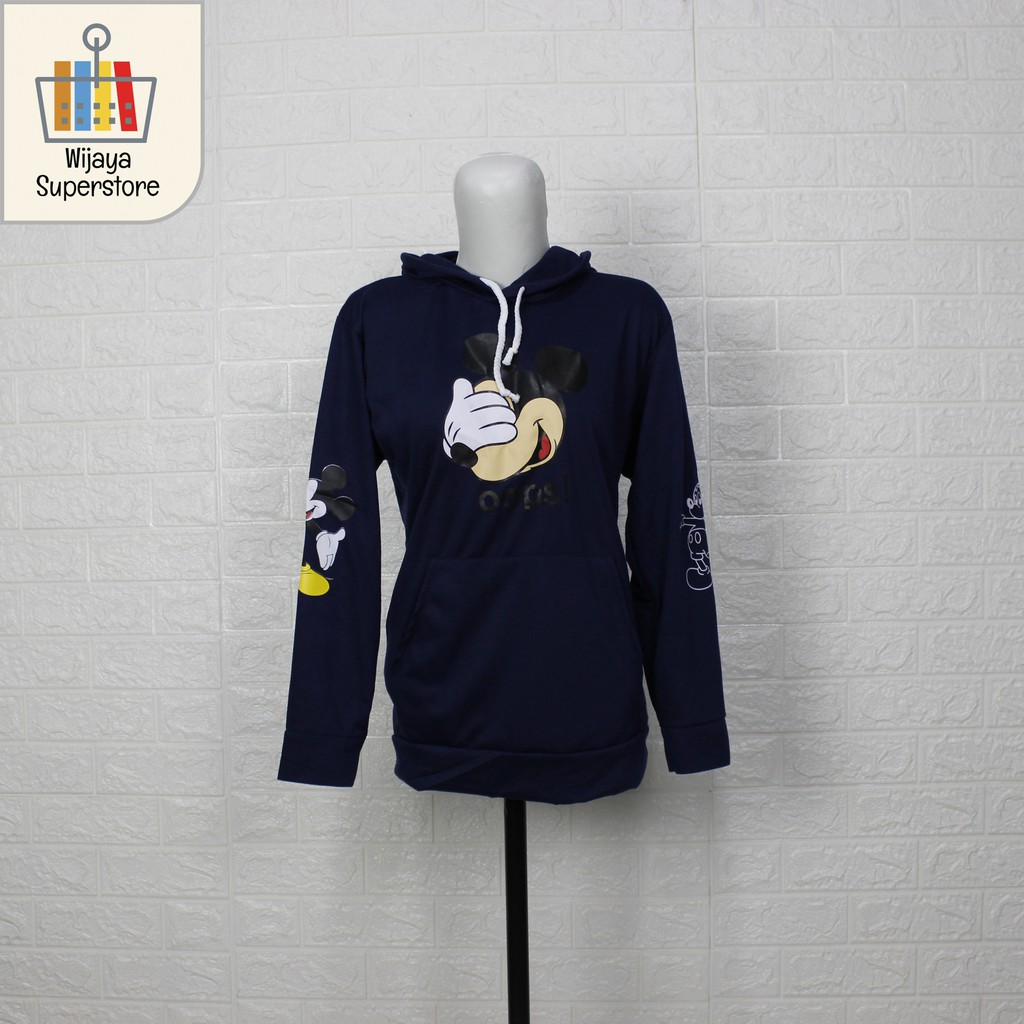 Sweater Hoodie Wanita Oops Mickey Mouse Tangan Panjang-1
