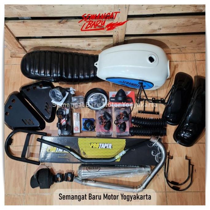 PAKET JAPSTYLE BYSON SCRAMBLER DUCATI KHUSUS YAMAHA BYSON PUTIH