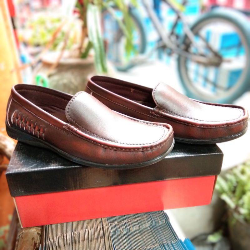 Sepatu pria kerja mucasin lancas kulit asli/sepatu cowo casual kulit