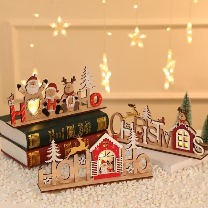 

[PROMO SPESIAL] HIASAN NATAL DEKORASI CHRISTMAS TABLETOP WOODEN ORNAMENT XMAS GIFT LED