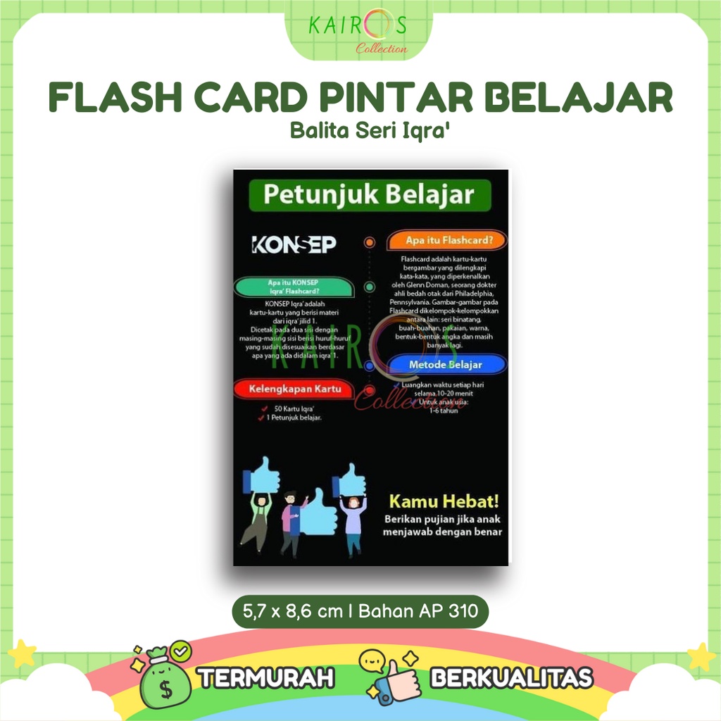 Flashcard Flash Card Kartu Pintar Belajar Balita Seri Iqra