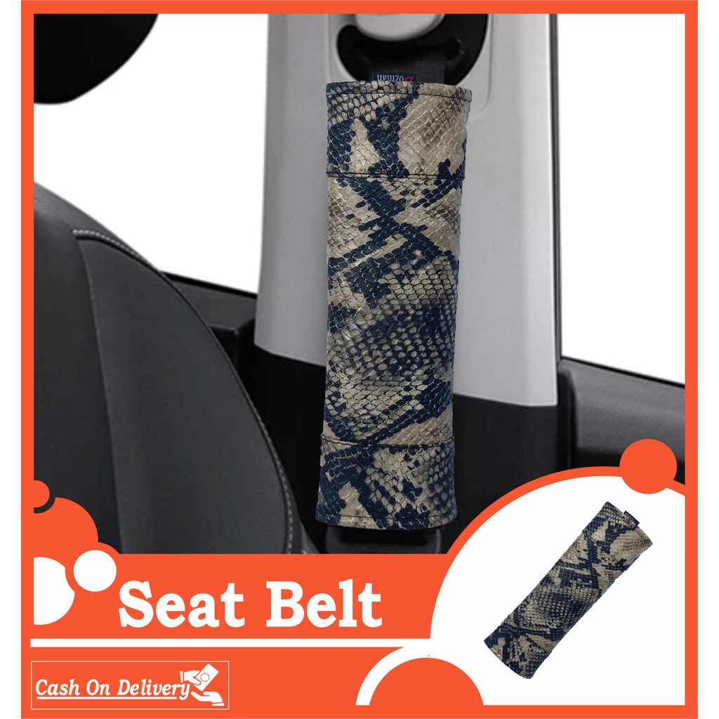 Set Bantal Mobil Motif Ular 3 in 1 Kulit Sintetis Premium Bantal Mobil Seatbelt Dan Kunci Stnk