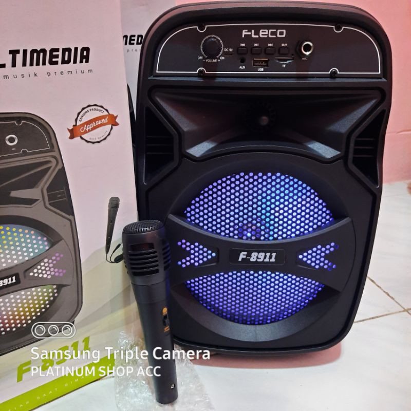 Speaker Bluetooth Fleco F9810/F8911 Free mic Karaoke/Subwoofer 8Inch Salon Aktif Wireless Multimedia