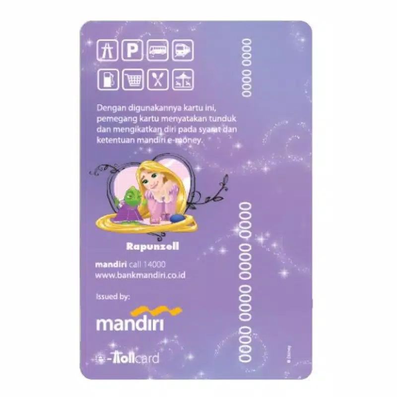 eMoney Card DISNEY PRINCESS - PRINCESS RAPUNZEL ORI /Like eTOLL Tapcash Flazz or Brizzi