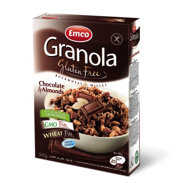 

emco granola gluten free chocolate and almonds 340gr | sarapan | cereal | oats | sereal