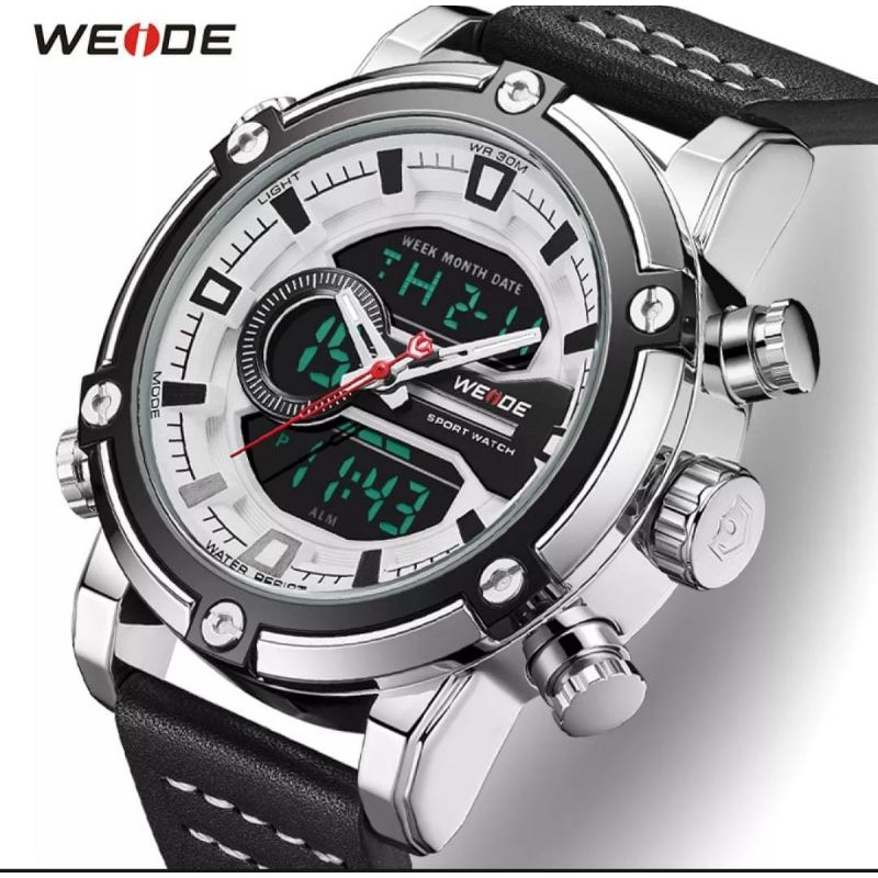 Jam Tangan Weide 2023 Jam Tangan Kulit Tahan Air Chronograph