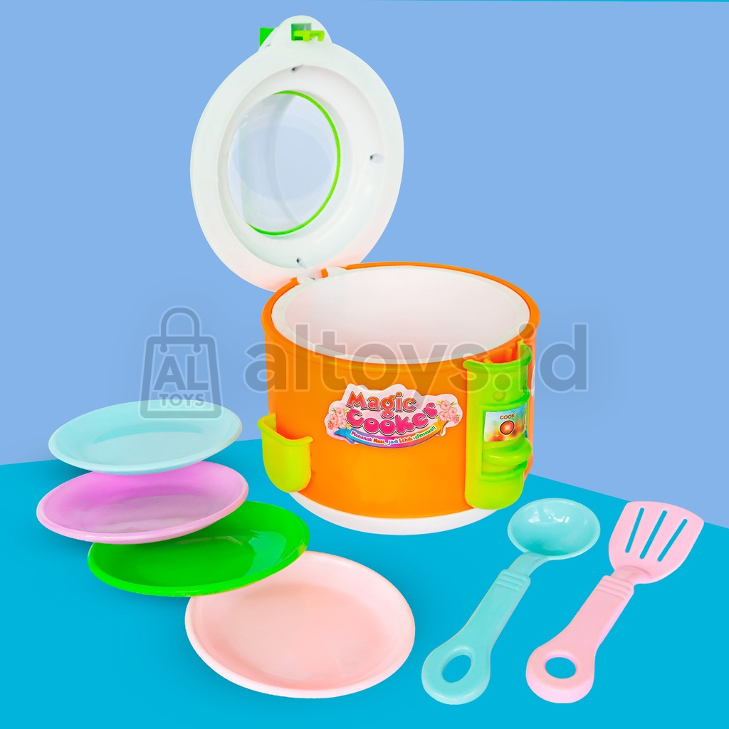 MAINAN MASAK MASAKAN MEGICOM RICE COOKER PIRING SENDOK SET OCT2200