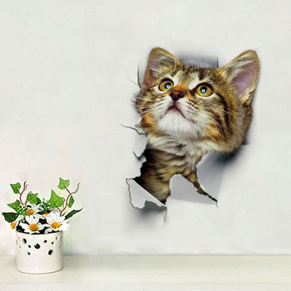 stiker tembok kucing 3d decorative wall stickers (3G2) aar007