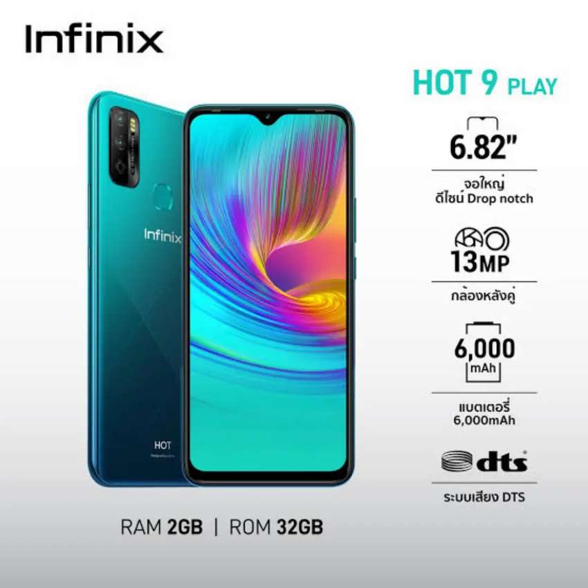 HANDPHONE BARU INFINIX HOT 9 PLAY RAM 4/64GB GARANSI RESMI 1 TAHUN
