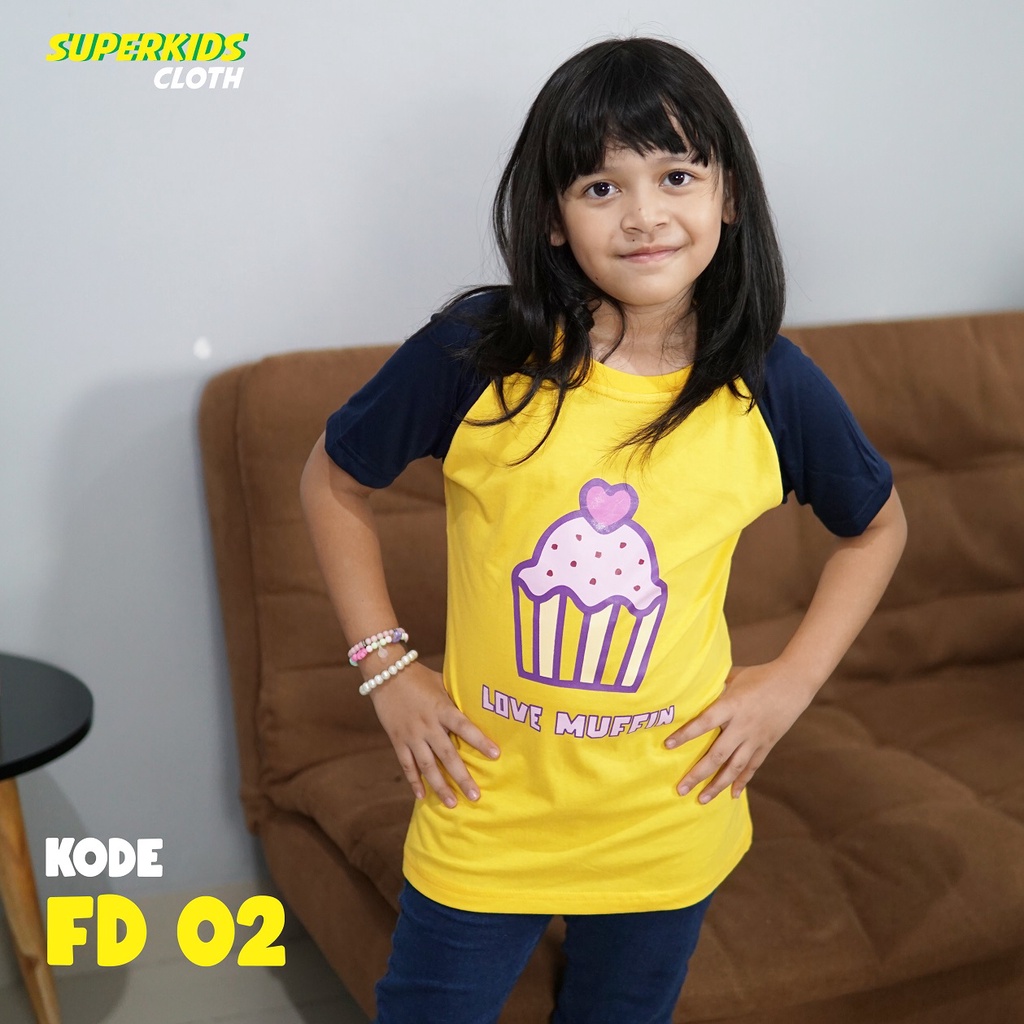 BAJU ANAK PEREMPUAN / KAOS ANAK PEREMPUAN / PAKAIAN ANAK CEWEK KAOS ANAK PEREMPUAN LENGAN PENDEK MUFFIN ECER GROSIR SUPERKIDS CLOTH 1 - 11 TAHUN