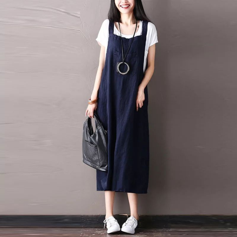 ZANZEA Gaun denim wanita tanpa lengan/Jumpsuit wanita jumbo M-5XL