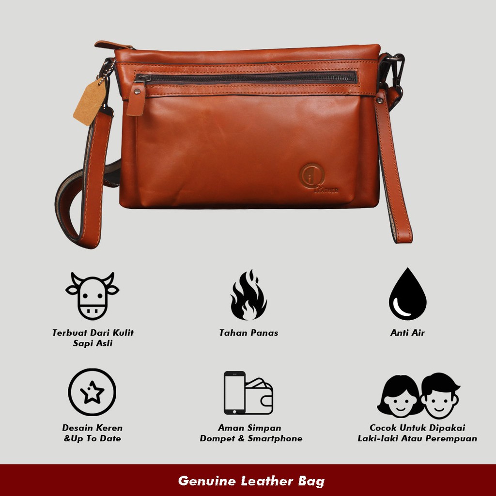 TAS HANDBAG MULTIFUNGSI FREE TALI SELEMPANG CLUTH BERBAHAN KULIT SAPI ASLI 100% PREMIUM HB03