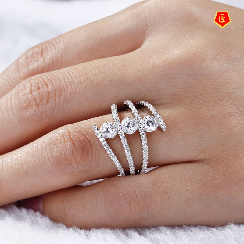 [Ready Stock]Round Diamond Ring Fashion Special-Interest All-Matching