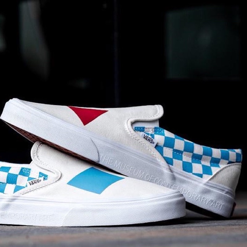 VANS SLIP-ON X MOCA LOGO CYAN “WHITE” ORIGINAL 100%